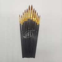 Wholesale 12pcs Round Nylon Hair black Acrylic Handle Artist Paint Brush