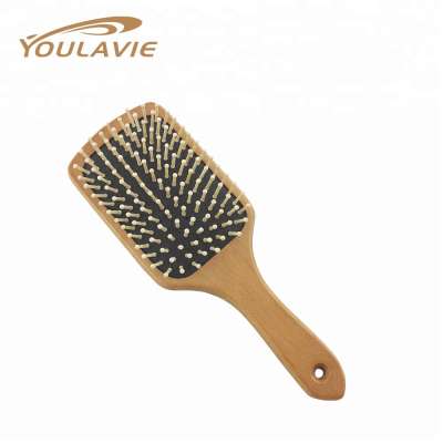 Youlavie Factory Cheap Custom Cushion Big Square Paddle wooden Handle Hair Brush